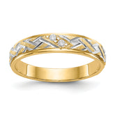 14k and Rhodium AA Quality .02 carat Diamond Trio Ladies Complete Wedding Band